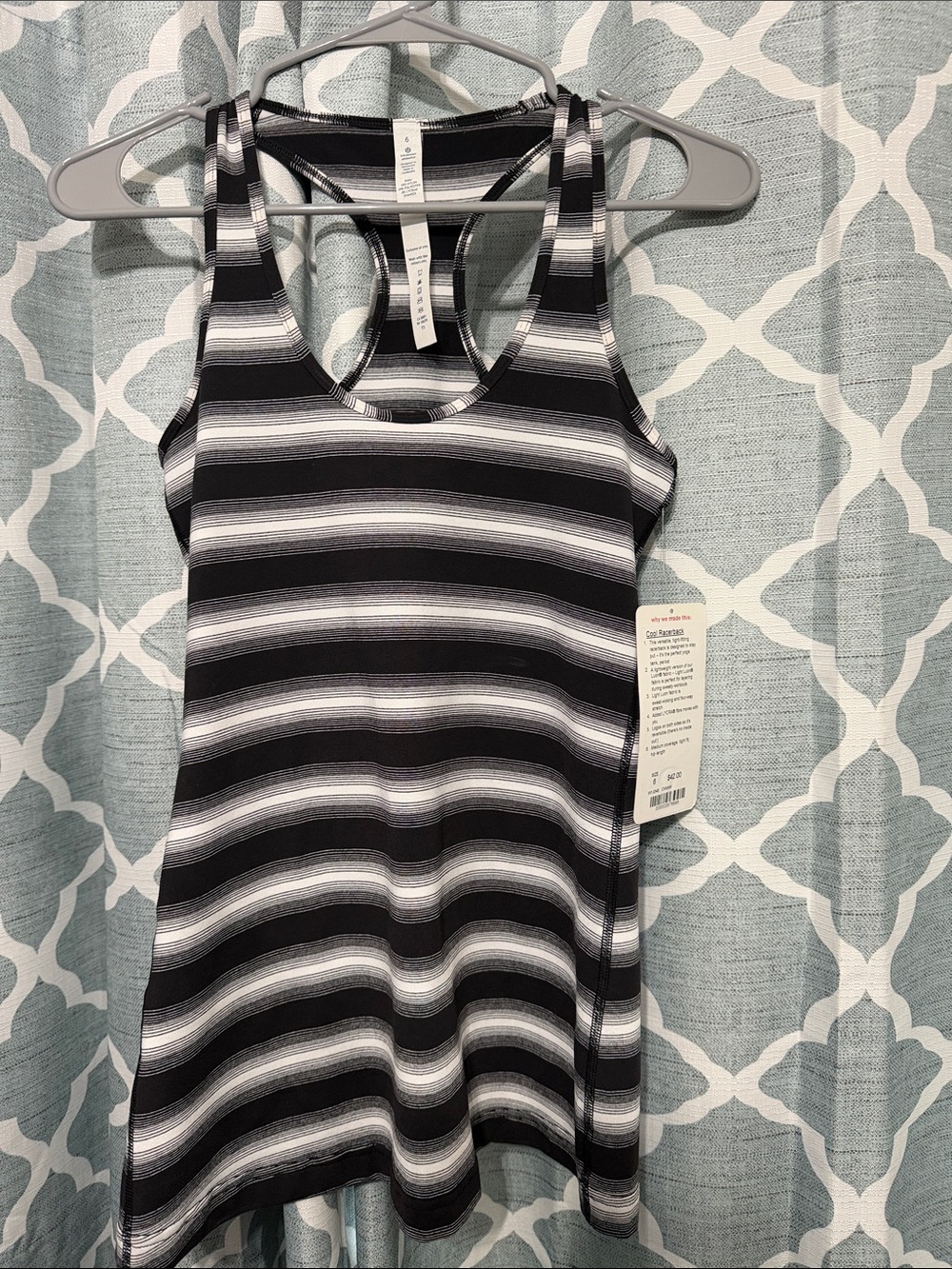 lululemon athletica Black & White Striped Cool Racerback Tank